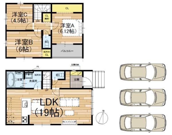 京都市北区上賀茂本山　4号地　新築戸建 間取図・土地図