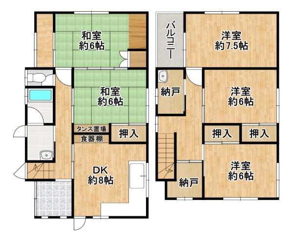 藤井寺市道明寺5丁目　中古戸建 間取図・土地図