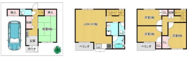 大阪市東住吉区鷹合2丁目　中古戸建 間取図・土地図
