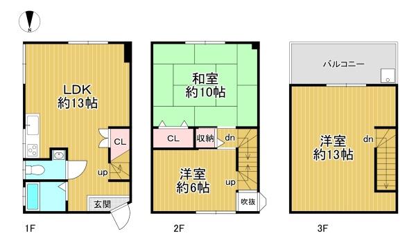 京都市右京区西京極東町　中古戸建 間取図・土地図