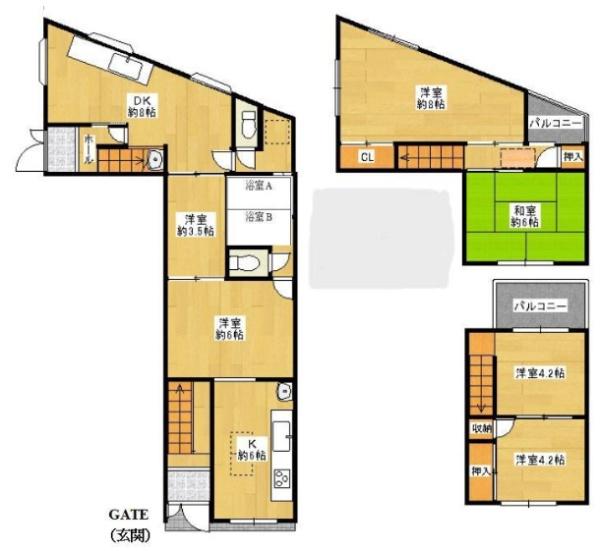 大阪市北区浮田１丁目　中古戸建 間取図・土地図