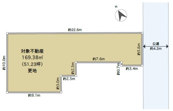 京都市左京区吉田近衛町　建築条件無売土地 間取図・土地図
