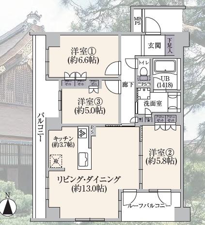 ライオンズ京都小川御所 間取図・土地図