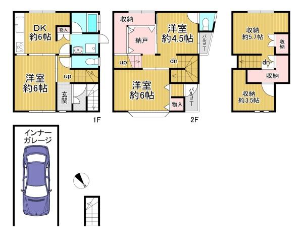 京都市山科区川田御出町　中古戸建 間取図・土地図