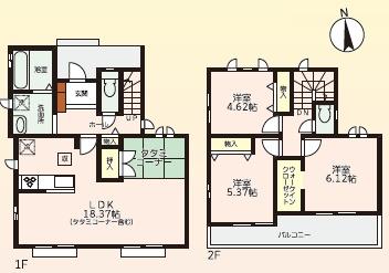 京都市北区上賀茂池端町　B号地　建築条件無売土地 建物プラン例（間取り図）