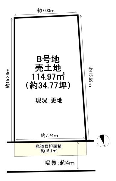 京都市山科区小野御所ノ内町　B号地　建築条件無売土地 間取図・土地図