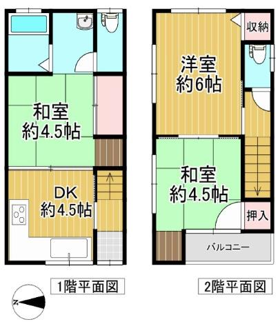 大阪市此花区朝日２丁目　中古戸建 間取図・土地図