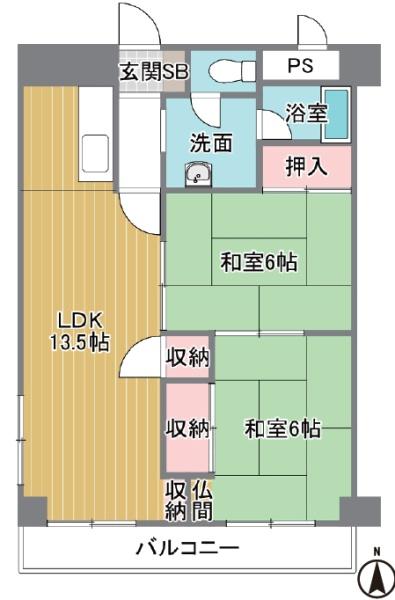 北山グランドハイツ 間取図・土地図