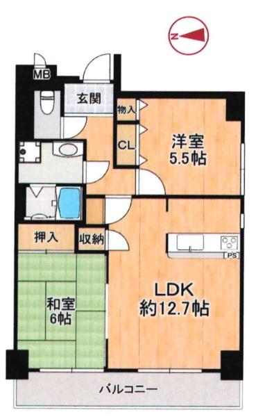 パインコート松屋町 間取図・土地図
