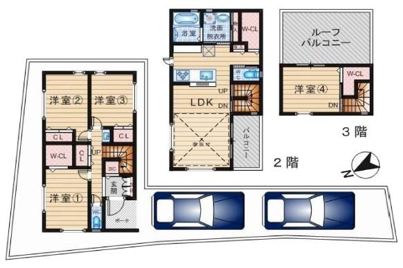 大阪市東淀川区大桐４丁目　中古戸建 間取図・土地図