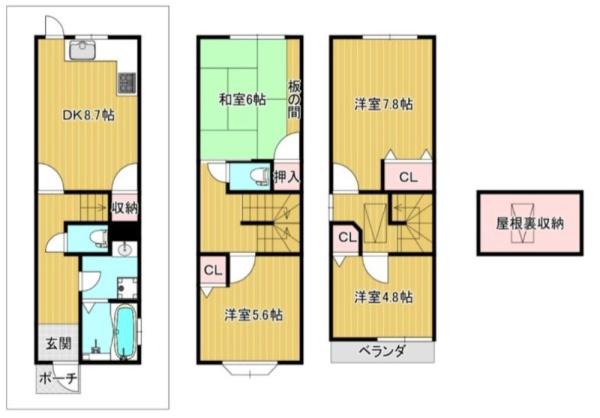 大阪市天王寺区国分町　中古戸建 間取図・土地図