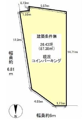 京都市右京区太秦馬塚町　建築条件無売土地 間取図・土地図