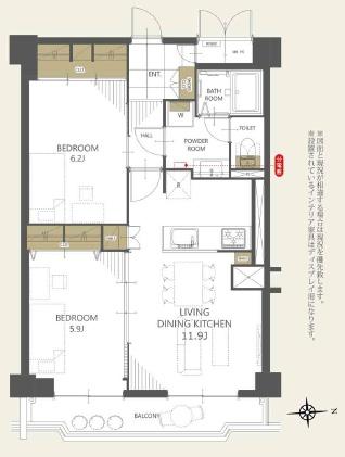 日商岩井朱雀マンション 間取図・土地図