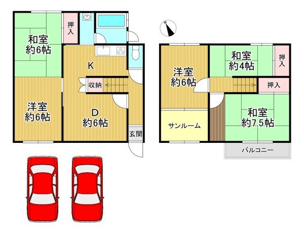 京都市伏見区久我東町　中古テラスハウス 間取図・土地図