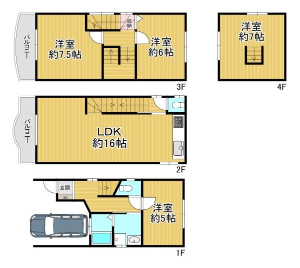 大阪市西成区南津守3丁目　中古戸建 間取図・土地図