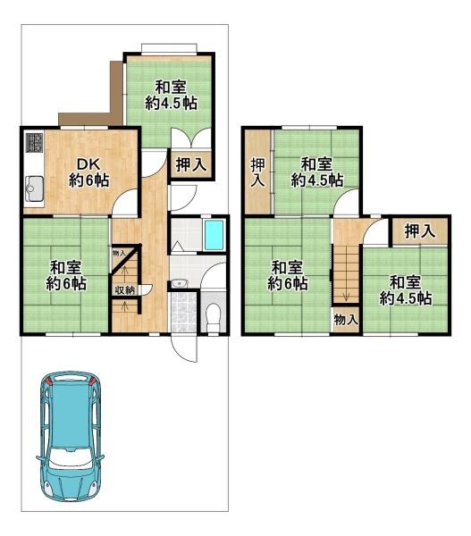 堺市南区原山台1丁　中古戸建 間取図・土地図