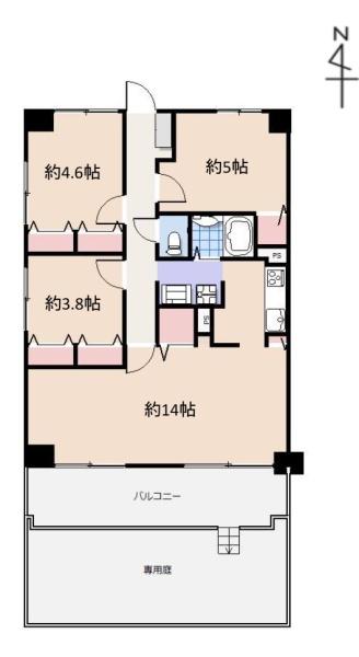レックスタウン新高弐号棟 間取図・土地図