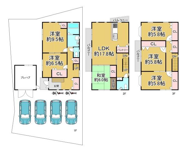 大阪市此花区伝法3丁目　中古戸建 間取図・土地図