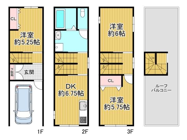 東大阪市岸田堂南町　中古戸建 間取図・土地図