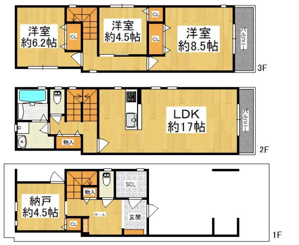 大阪市西成区松2丁目　中古戸建 間取図・土地図