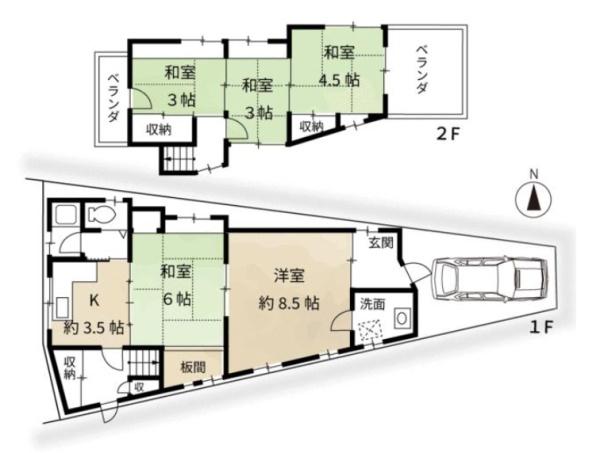 京都市左京区粟田口鳥居町　中古戸建 間取図・土地図