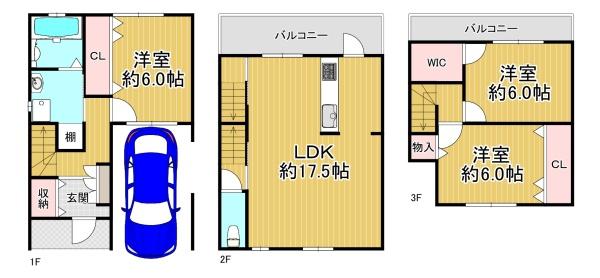大阪市大正区泉尾3丁目　中古戸建 間取図・土地図
