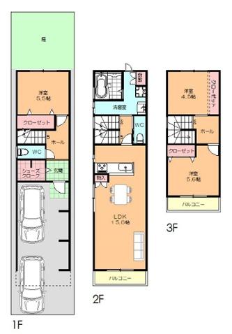 大阪市住之江区浜口西1丁目　中古戸建 間取図・土地図
