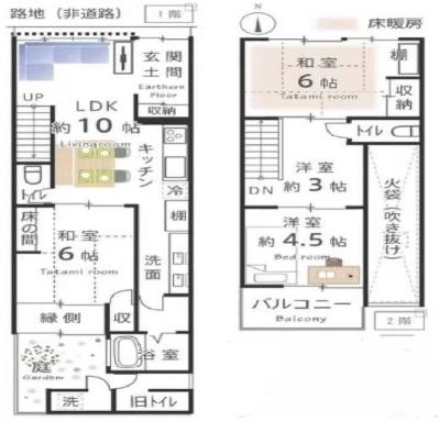 京都市南区東九条上御霊町　中古テラスハウス 間取図・土地図
