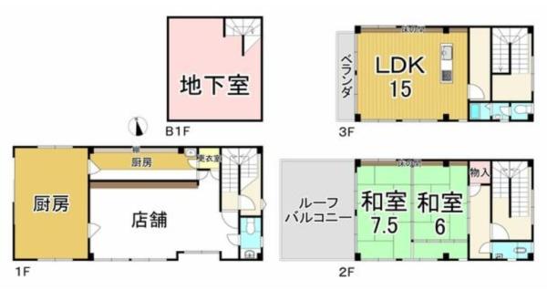 京都市南区東九条南石田町　店舗付中古戸建 間取図・土地図