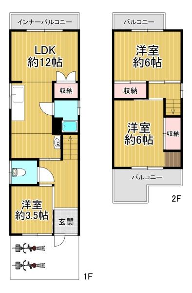堺市東区日置荘西町7丁　中古戸建 間取図・土地図
