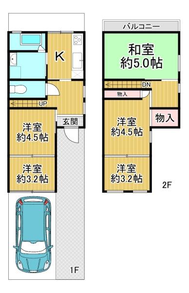 伊丹市荒牧南4丁目　中古テラスハウス 間取図・土地図