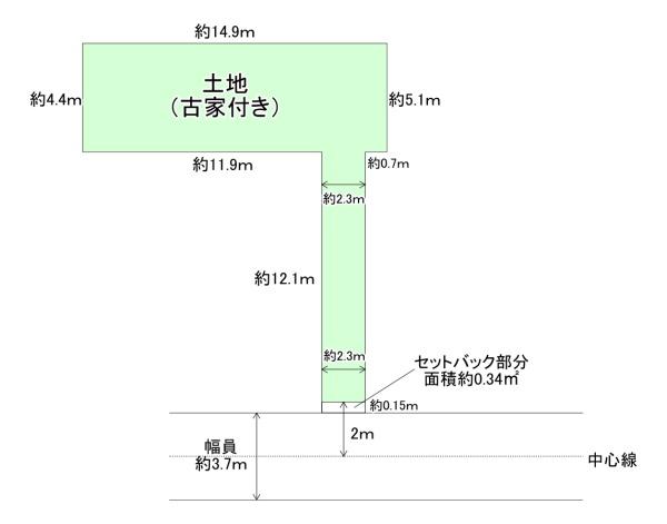 大阪市阿倍野区阪南町4丁目　古家付き売土地 間取図・土地図