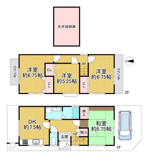 京都市左京区田中東高原町　中古戸建 間取図・土地図