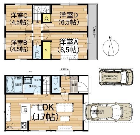 京都市左京区修学院千万田町　1号地　新築戸建 間取図・土地図