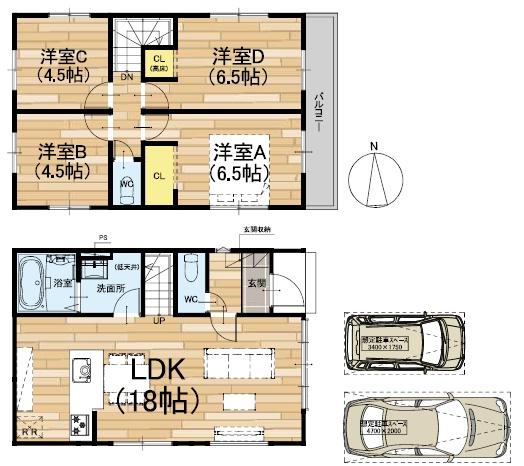 京都市左京区修学院千万田町　2号地　新築戸建 間取図・土地図