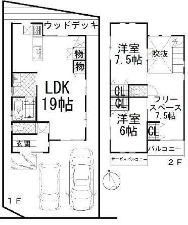 岸和田市土生町6丁目　中古戸建 間取図・土地図