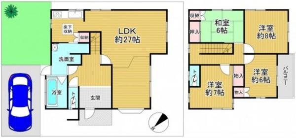 富田林市梅の里4丁目　中古戸建 間取図・土地図