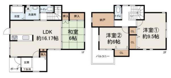 富田林市伏山3丁目　中古戸建 間取図・土地図