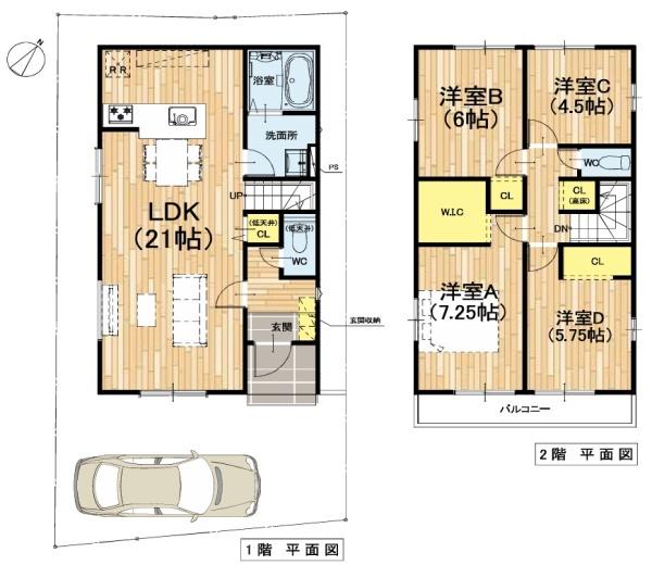 堺市中区堀上町　新築戸建 間取図・土地図
