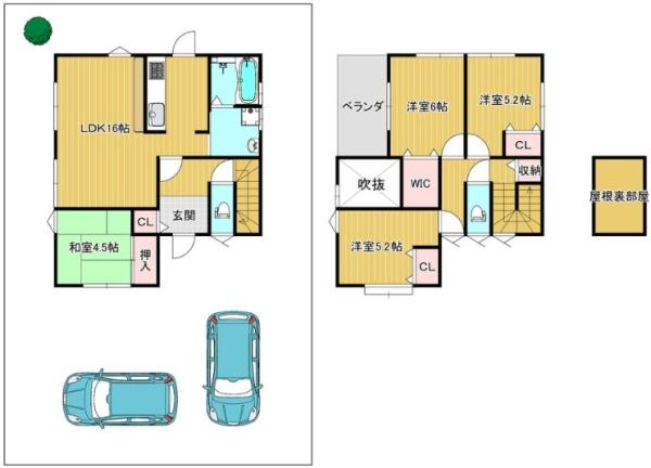 富田林市金剛錦織台　中古戸建 間取図・土地図