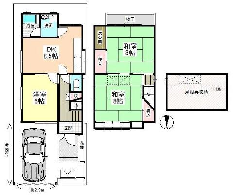 京都市右京区嵯峨大覚寺門前堂ノ前町　中古戸建 間取図・土地図