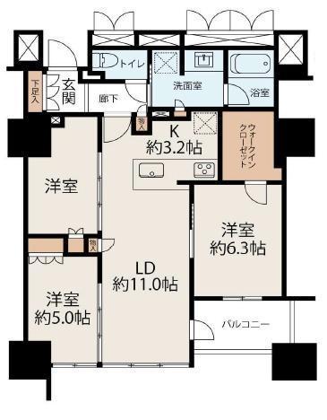 プレミストタワー靭本町 間取図・土地図