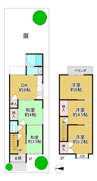 京都市上京区六番町　中古戸建 間取図・土地図