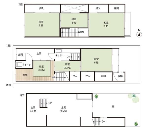 京都市東山区中之町　中古テラスハウス 間取図・土地図