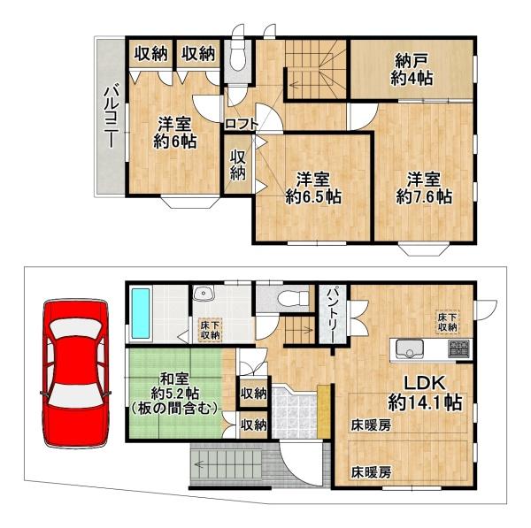 堺市美原区平尾　中古戸建 間取図・土地図