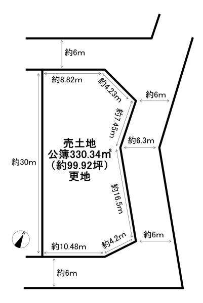 京都市伏見区日野奥出　建築条件無売土地 間取図・土地図