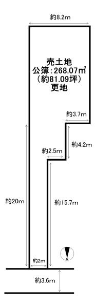 京都市右京区嵯峨柳田町　建築条件無売土地 間取図・土地図