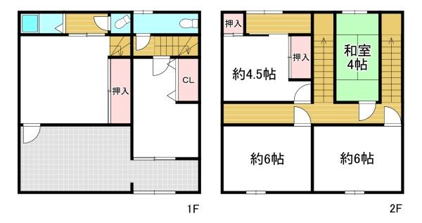 松原市天美南3丁目　中古テラス 間取図・土地図