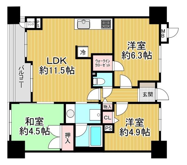 サンマンションアトレ長居公園 間取図・土地図