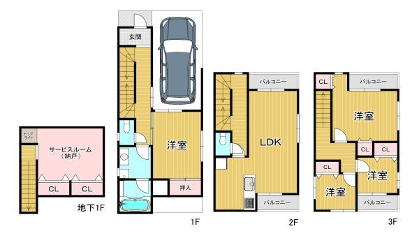 大阪市西成区玉出中1丁目　中古戸建 間取図・土地図